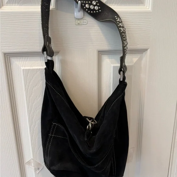 Tyli Malibu Black Suede Studded Women's Bag - Picture 2 of 5